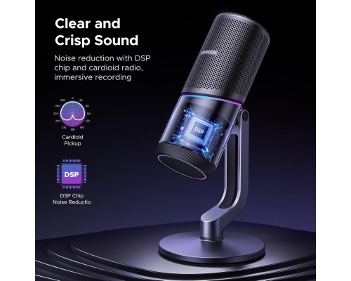 Мікрофон настільний UGREEN CM769 Desktop RGB 24-bit 96kHz ANS (USB-A) Вark Пray (UGR-35629)