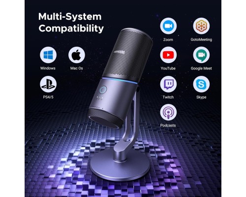 Мікрофон настільний UGREEN CM769 Desktop RGB 24-bit 96kHz ANS (USB-A) Вark Пray (UGR-35629)