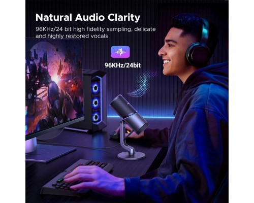 Мікрофон настільний UGREEN CM769 Desktop RGB 24-bit 96kHz ANS (USB-A) Вark Пray (UGR-35629)