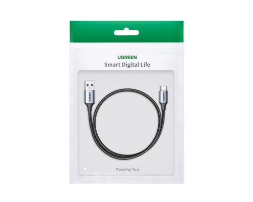 Кабель UGREEN US288 USB-A 2.0 to USB-C Cable Nickel Plating Aluminum Braid 0.25m (Black) (UGR-60124)