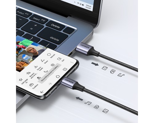 Кабель UGREEN US288 USB-A 2.0 to USB-C Cable Nickel Plating Aluminum Braid 0.25m (Black) (UGR-60124)