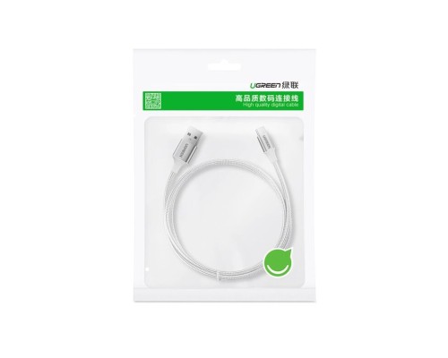 Кабель UGREEN US288 USB-A 2.0 to USB-C Cable Nickel Plating Aluminum Braid 1m (White) (UGR-60131)