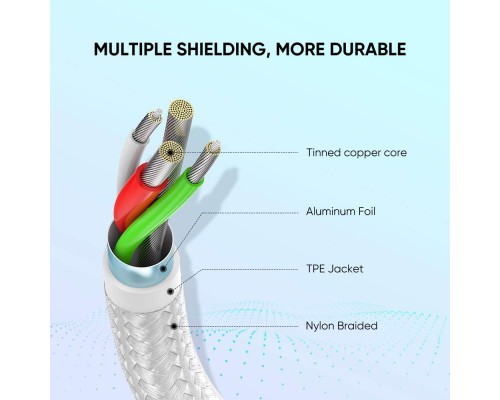 Кабель UGREEN US288 USB-A 2.0 to USB-C Cable Nickel Plating Aluminum Braid 1m (White) (UGR-60131)