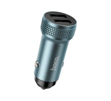 Автомобільний зарядний пристрій HOCO Z49 Level dual port car charger Metal Gray (6931474795618)
