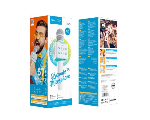 Портативна колонка-мікрофон HOCO BK5 Cantando karaoke microphone, 5W, Blue (6931474742308)