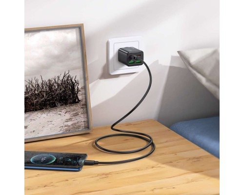 Мережевий зарядний пристрій HOCO N56 Fundador four-port PD30W(2C2A) charger(EU) Black (6942007632492)