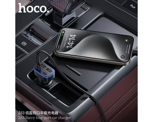 Автомобільний зарядний пристрій HOCO Z63 Barry four-port car charger Black (6942007666206)