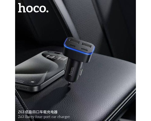 Автомобільний зарядний пристрій HOCO Z63 Barry four-port car charger Black (6942007666206)