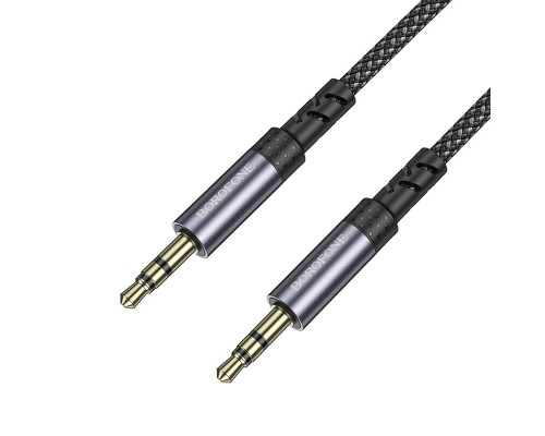 Аудіокабель BOROFONE BL24 3.5mm male to 3.5mm male, nylon braid, 1m, Metal Grey (6941991118968)