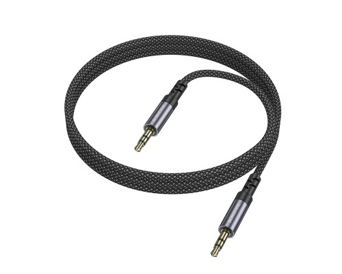 Аудіокабель BOROFONE BL24 3.5mm male to 3.5mm male, nylon braid, 1m, Metal Grey (6941991118968)