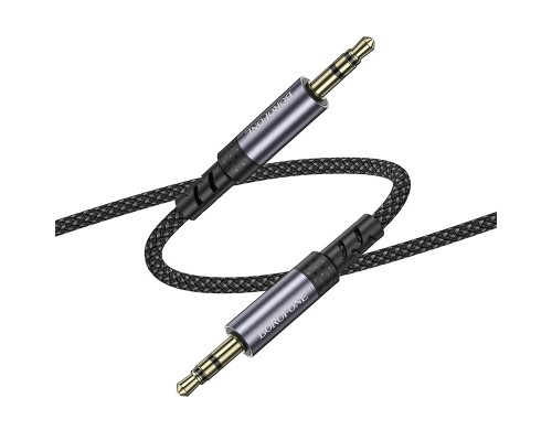 Аудіокабель BOROFONE BL24 3.5mm male to 3.5mm male, nylon braid, 1m, Metal Grey (6941991118968)