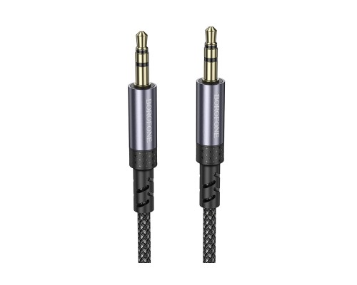 Аудіокабель BOROFONE BL24 3.5mm male to 3.5mm male, nylon braid, 1m, Metal Grey (6941991118968)