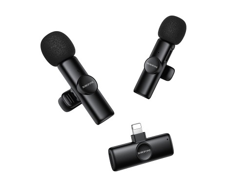 Бездротова мікрофонна система BOROFONE BFK16A Winner dual-mic (Lightning) Black (6941991126505)