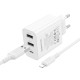 Мережевий зарядний пристрій з кабелем BOROFONE BA105A Stellar three-port charger set (iP) (EU) White (6941991125287)