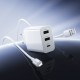 Мережевий зарядний пристрій з кабелем BOROFONE BA105A Stellar three-port charger set (iP) (EU) White (6941991125287)