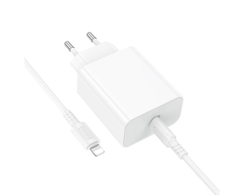 Мережевий зарядний пристрій BOROFONE BA107A Stellar single port PD30W charger set (C to iP) (EU) White (6941991125355)