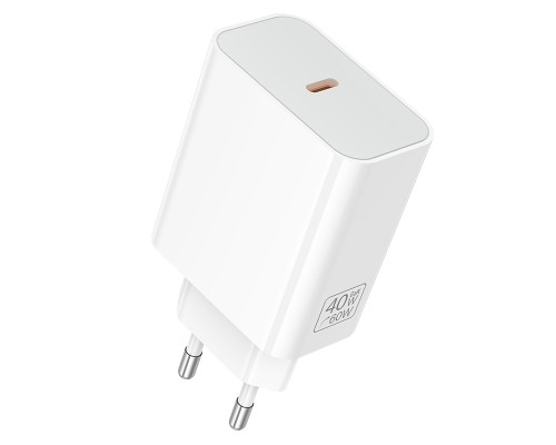 Мережевий зарядний пристрій BOROFONE BA109A Star single port PD40W charger (EU) White (6941991126888)