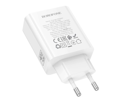 Мережевий зарядний пристрій BOROFONE BA109A Star single port PD40W charger (EU) White (6941991126888)