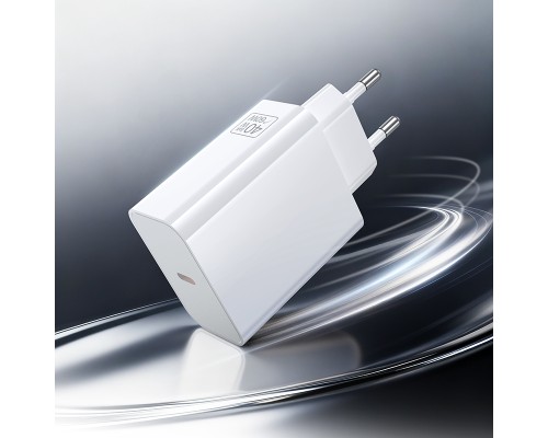 Мережевий зарядний пристрій BOROFONE BA109A Star single port PD40W charger (EU) White (6941991126888)
