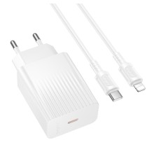 Мережевий зарядний пристрій з кабелем BOROFONE BAS73A Source single port PD20W charger set (C to iP) (EU) White (6941991122729)
