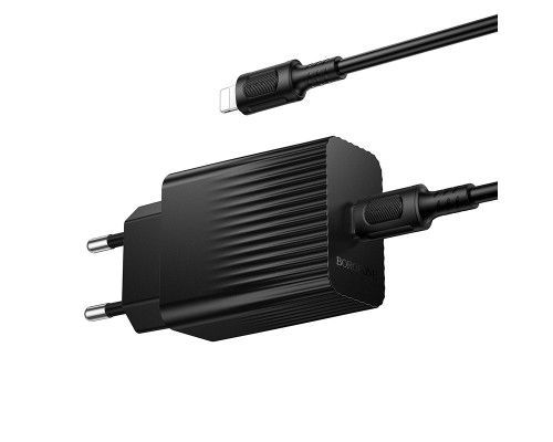Мережевий зарядний пристрій з кабелем BOROFONE BAS75A Source single port PD30W charger set (C to iP) (EU) Black (6941991122835)