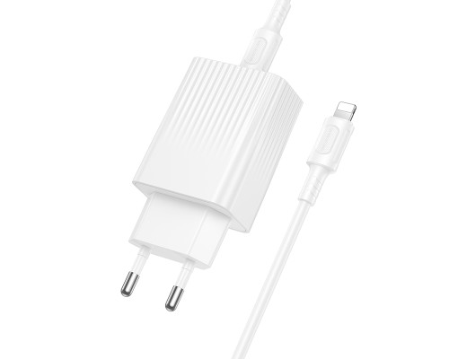 Мережевий зарядний пристрійз кабелем BOROFONE BAS75A Source single port PD30W charger set (C to iP) (EU) White (6941991122842)
