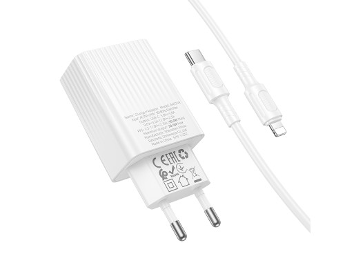 Мережевий зарядний пристрійз кабелем BOROFONE BAS75A Source single port PD30W charger set (C to iP) (EU) White (6941991122842)