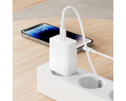 Мережевий зарядний пристрійз кабелем BOROFONE BAS75A Source single port PD30W charger set (C to iP) (EU) White (6941991122842)