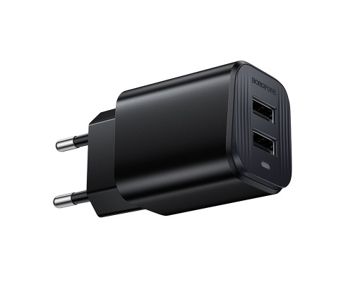 Мережевий зарядний пристрій BOROFONE BAS81A Star dual-port charger (EU) Black (6941991126628)