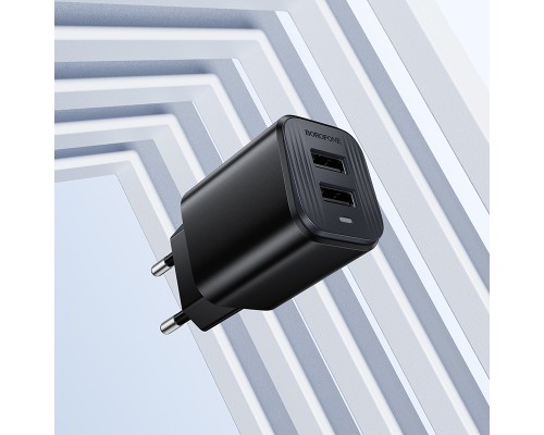 Мережевий зарядний пристрій BOROFONE BAS81A Star dual-port charger (EU) Black (6941991126628)