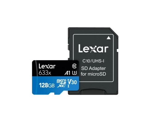 Карта пам'яті microSDXC (UHS-1 U3) Lexar High-Performance 633x 128Gb class 10 V30 A1 (100Mb/s) Blue Series (adapter SD) (LMS0633128G-BNAAA)