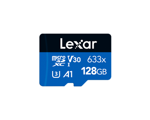 Карта пам'яті microSDXC (UHS-1 U3) Lexar High-Performance 633x 128Gb class 10 V30 A1 (100Mb/s) Blue Series (adapter SD) (LMS0633128G-BNAAA)
