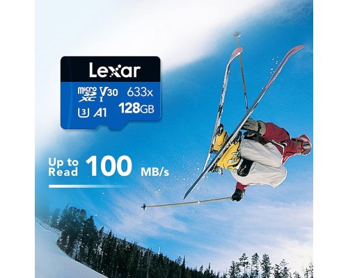 Карта пам'яті microSDXC (UHS-1 U3) Lexar High-Performance 633x 128Gb class 10 V30 A1 (100Mb/s) Blue Series (adapter SD) (LMS0633128G-BNAAA)