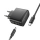 Мережевий зарядний пристрій з кабелем HOCO CS63A Bright PD65W(1A1C) charger set (C to C)(EU) Black (6942007638487)