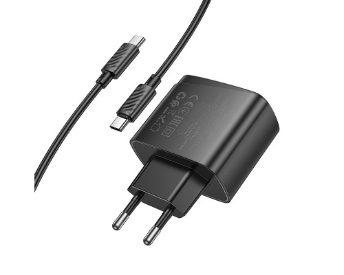 Мережевий зарядний пристрій з кабелем HOCO CS63A Bright PD65W(1A1C) charger set (C to C)(EU) Black (6942007638487)
