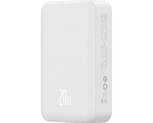 Зовнішній акумулятор Baseus Magnetic Mini Wireless Fast Charge Power Bank 10000mAh 20W White (PPCX070002)
