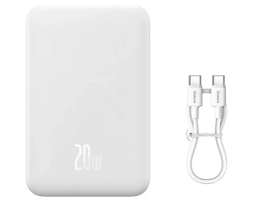 Зовнішній акумулятор Baseus Magnetic Mini Wireless Fast Charge Power Bank 10000mAh 20W White (PPCX070002)