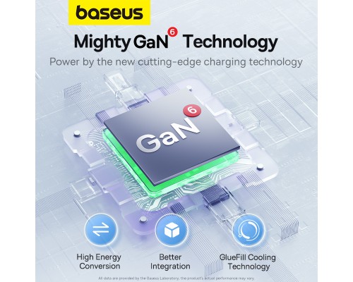 Мережевий зарядний пристрій з кабелем Baseus GaN6 Pro Fast Charger 2C+2U 65W  EU Cluster Black((With Type-C to Type-C 100W(20V/5A) 1m Black） (P10162701113-00)