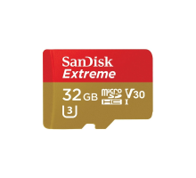 Карта пам'яті microSDHC (UHS-1 U3) SanDisk Extreme Action A1 32Gb class 10 V30 (R100MB/s, 667x) (adapter SD) (SDSQXAF-032G-GN6MA)