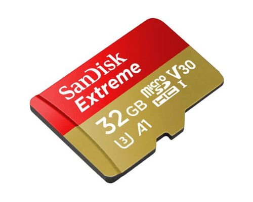 Карта пам'яті microSDHC (UHS-1 U3) SanDisk Extreme Action A1 32Gb class 10 V30 (R100MB/s, 667x) (adapter SD) (SDSQXAF-032G-GN6MA)