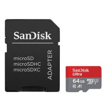Карта пам'яті microSDXC (UHS-1) SanDisk Ultra 64Gb class 10 A1 (140Mb/s) (adapter SD) (SDSQUAB-064G-GN6MA)