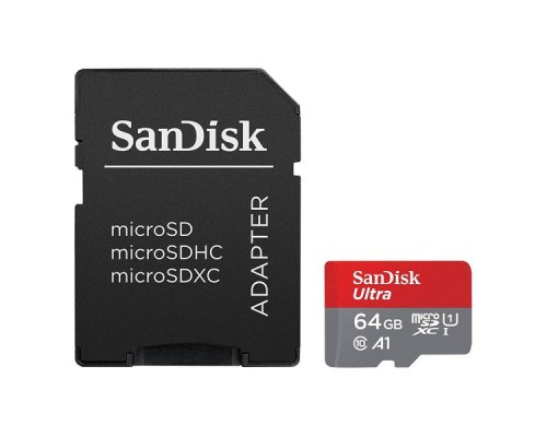 Карта пам'яті microSDXC (UHS-1) SanDisk Ultra 64Gb class 10 A1 (140Mb/s) (adapter SD) (SDSQUAB-064G-GN6MA)