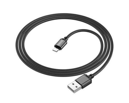 Кабель BOROFONE BX87 USB to iP 2.4A,1m, nylon, aluminum connectors, Black (6974443389005)