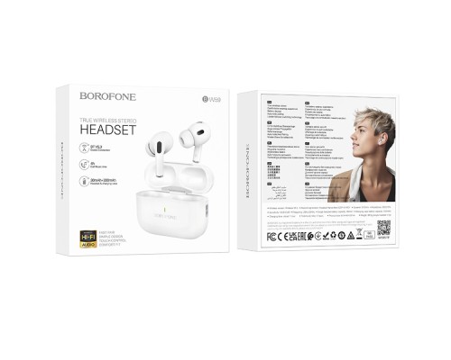 Бездротові навушники BOROFONE BW59 True wireless stereo headset White (6941991107450)