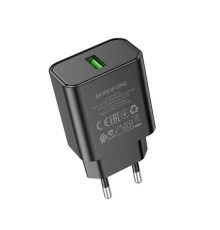 Мережевий зарядний пристрій BOROFONE BA72A Spring single port QC3.0 charger Black (6974443388541)