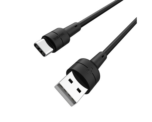 Кабель BOROFONE BX30 USB to Type-C, 3A, 1m, silicone, TPE connectors, Black (6931474706928)