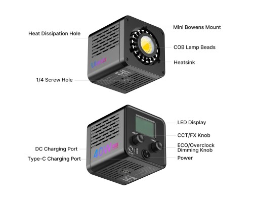 Відеосвітло Ulanzi Vijim 40W RGB COB Fill Light (L024 40WRGB) (L024)