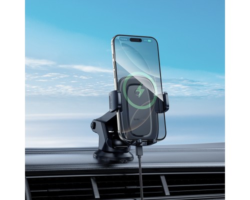 Автотримач для телефона з БЗП BOROFONE BH223 Follower push-type wireless fast charging car holder(center console) (6941991121319)