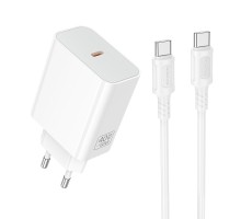 Мережевий зарядний пристрій BOROFONE BA109A Star single port PD40W charger set (C to C) (EU) White (6941991126895)
