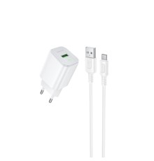 Мережевий зарядний пристрій з кабелем BOROFONE BAS82A Star single port QC3.0 charger set (Micro) (EU) White (6941991126734)